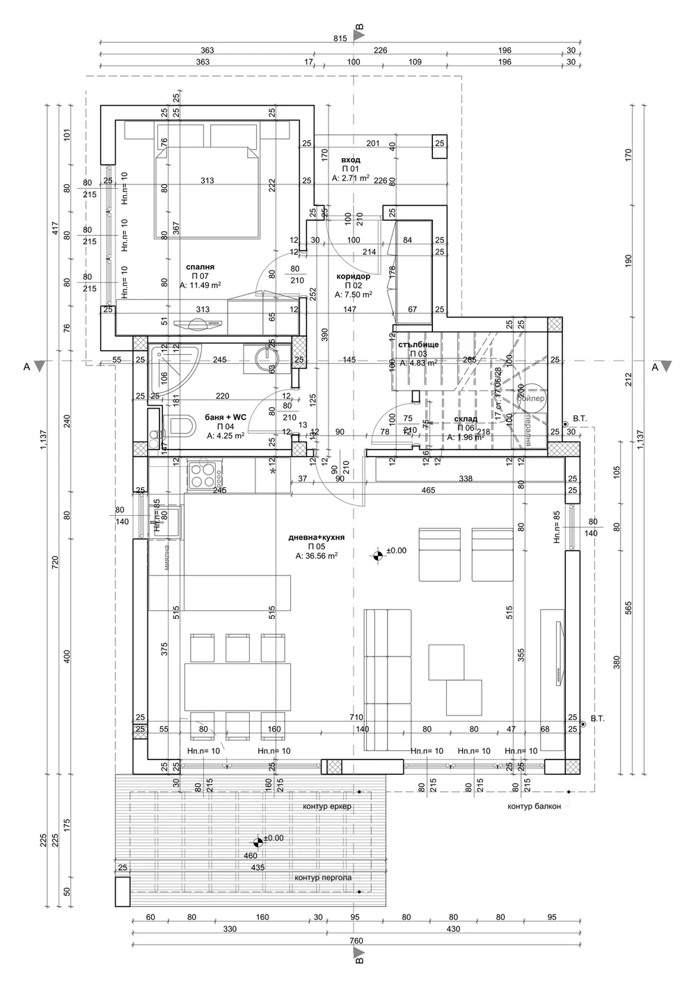 Floor plan type C, Ground floor