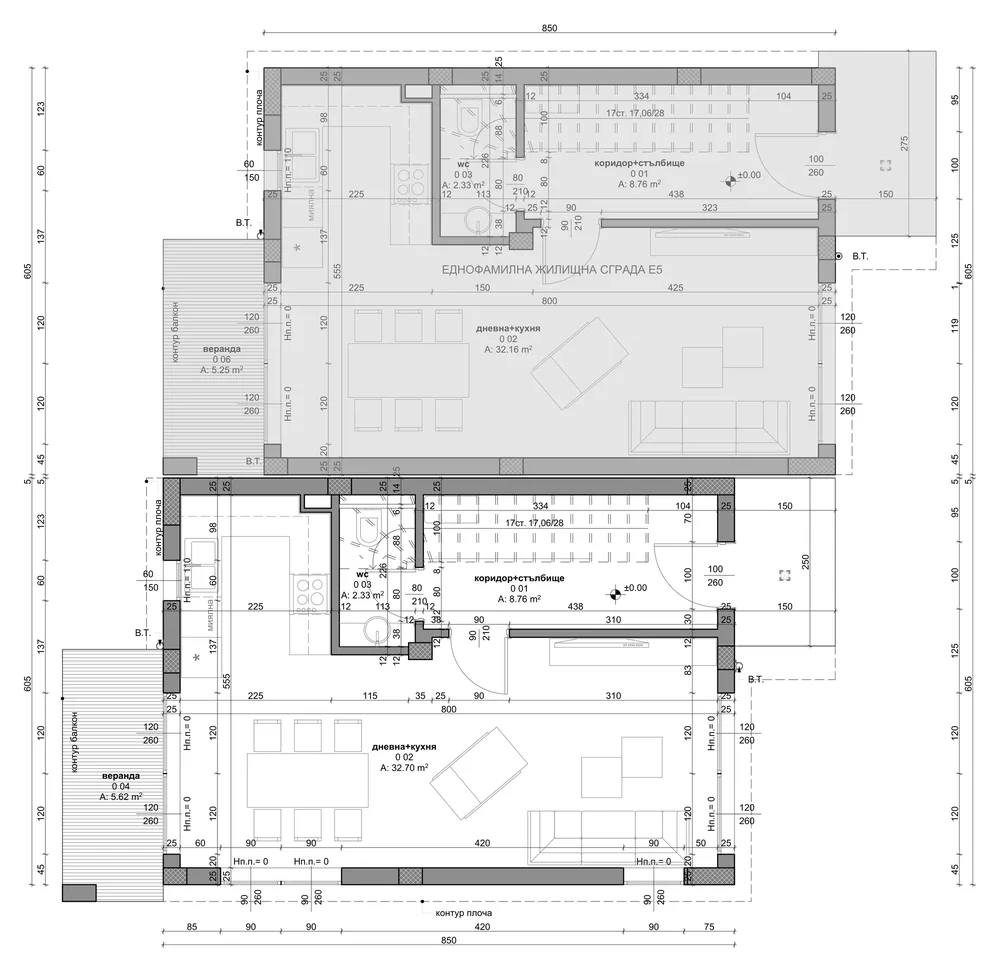 Floor plan type E, Ground floor