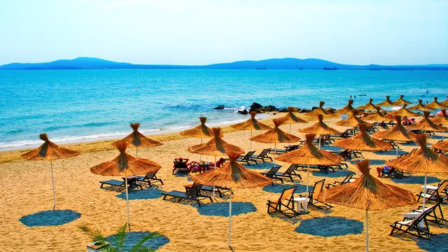 Black Sea beach with parasols