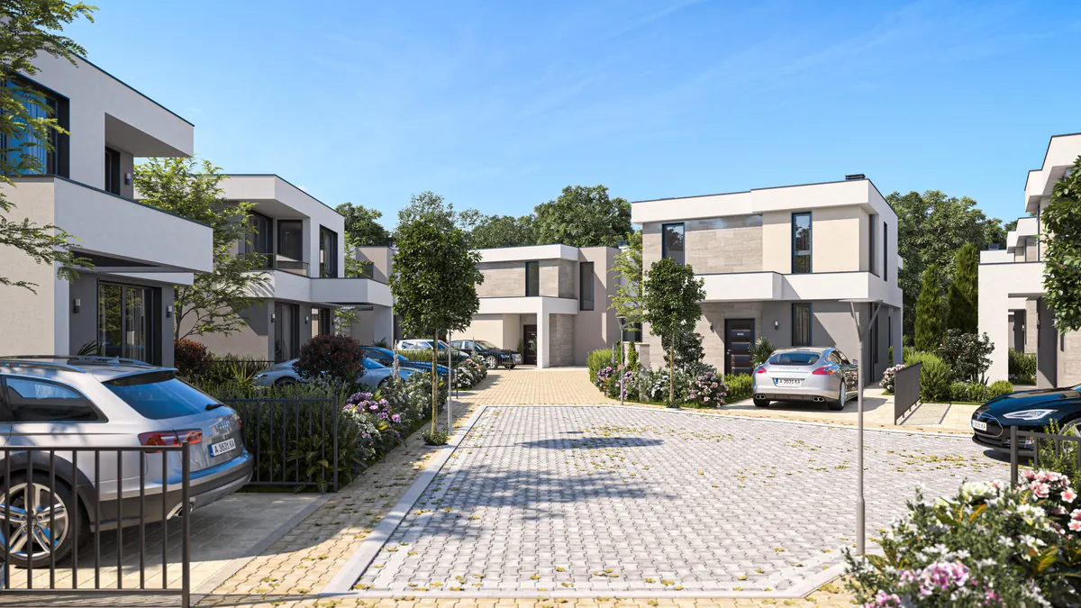Visualisation: paved square at the end of the street
