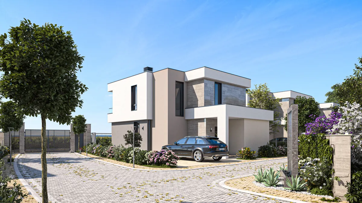 Visualisation: detached villa with covered parking space
