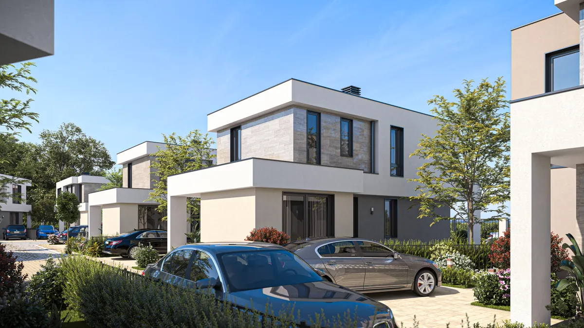 Visualisation: villa with covered parking space on the internal street